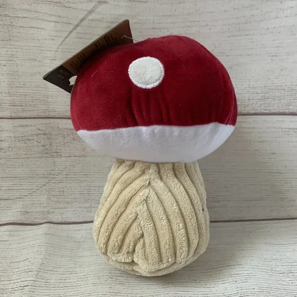 Giftable World Stuffed Mushroom Dog Toy with Squeaker Plush Pet Fungi 7 1/2